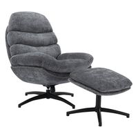 OSP Home Furnishings - Kerry Swivel Lounge Chair & Footrest - Gray - Angle