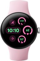 Google - Pixel Watch 3 (41mm) Smartwatch with Rose Quartz Band - LTE - Polished Silver - Angle