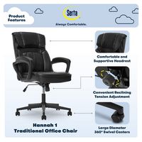 Serta - Hannah Upholstered Executive Office Chair with Pillowed Headrest - Smooth Bonded Leather ... - Angle