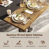 Bestier 71Inch Rectangular Dining Table for 6-8 People Wooden Kitchen Table with Metal Legs Compu... - Angle