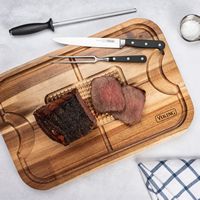 Viking - Oversized Acacia Carving Board with 3-piece Carving Set - Multicolor - Angle