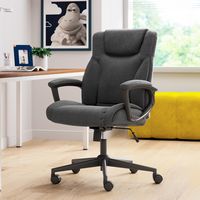 Serta - Connor Upholstered Executive High-Back Office Chair with Lumbar Support - Microfiber - Black - Angle