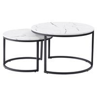 CorLiving - Fort Worth Nesting Coffee Table in Marble Effect Finish - White - Angle