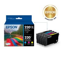 Epson - 220/220XL 4-Pack Ink Cartridges High Capacity and Standard Capacity - Black/Cyan/Magenta/... - Angle