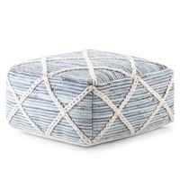 Simpli Home - Cowan Square Pouf - Blue, Natural - Angle