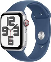 Apple Watch SE 2nd Generation (GPS+Cellular) 44mm Aluminum Case with Denim Sport Band - M/L - Sil... - Angle