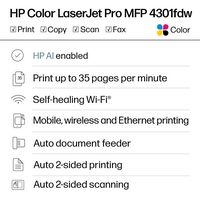 HP - LaserJet Pro 4301fdw Wireless AI-Enabled Color All-in-One Laser Printer - White/Blue - Angle