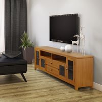 Simpli Home - Cosmopolitan SOLID WOOD 72 inch Wide Contemporary TV Media Stand in Light Golden Br... - Angle