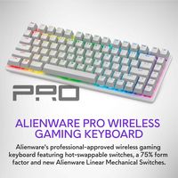 Alienware - Pro 75% Wireless Mechanical Gaming Keyboard with RGB Back Lighting - Lunar Light - Angle