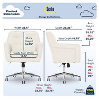 Serta - Ashland Memory Foam & Twill Fabric Home Office Chair - Ivory - Angle