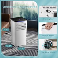 Costway 7100 BTU Portable Air Conditioner Cools up to 350 sq.ft 3-in-1 AC Unit w/ Cool Dehum Fan ... - Angle
