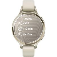Garmin - Lily 2 Active GPS Smartwatch 33 mm Anodized Aluminum - Lunar Gold with Bone Silicone Ban... - Angle