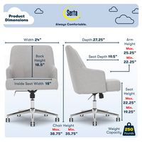 Serta - Leighton Modern Upholstered Home Office Chair with Memory Foam - Cloud Gray - Woven  Fabric - Angle