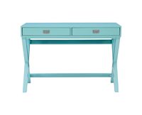 Linon Home Décor - Penrose Two-Drawer Campaign-Style Writing Desk - Blue - Angle