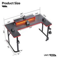 Bestier - U-Shaped Gaming Desk with Monitor Stand, LED Lighting, Headphone Hooks, and Cup Holder ... - Angle