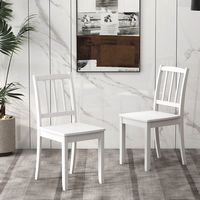 Costway Wood Dining Chair Set of 2 with Rubber Wood Legs Curved Backrest for Kitchen - White - Angle