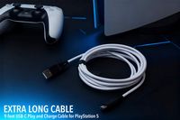 NEXT - Extra Long 9' USB-C Play + Charge Cable for PlayStation 5 - White/Black - Angle