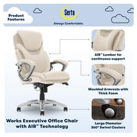 Serta - Bryce Bonded Leather Executive Office Chair - Cream - Angle