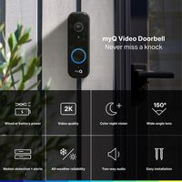 Chamberlain - myQ Video Doorbell | 2K Camera, Battery/Wired, Color Night Vision, Live View with 2... - Angle