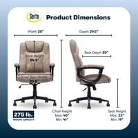 Serta - Comfort Eco Ergonomic Executive Smooth Velvet Office Chair - Light Brown - Angle