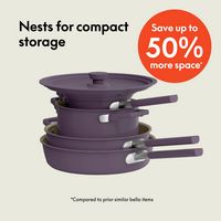 Bella - Fits-anywhere Kitchenware: 9-Piece Store More Ceramic Nonstick Cookware Set - Plum - Angle