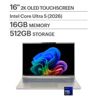 Acer - Swift Go 16 AI – Copilot+ PC – 16” 2K OLED Touchscreen Laptop – Intel Core Ultra 5 322 – 1... - Angle
