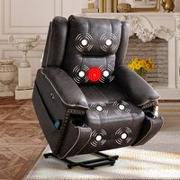 Bestier Faux Leather Manual Recliner with Massage and Heating - Grey - Angle