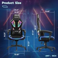 Bestier Ergonomic PU Breathable Mesh Lighting Gaming Chair - black - Angle
