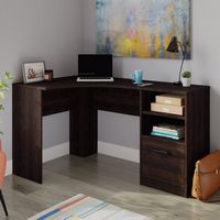 Sauder - Beginings Corner Computer Desk with File Drawer - Cinnamon Cherry - Angle