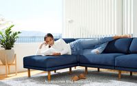 Burrow - Contemporary Range Ottoman - Navy Blue - Angle