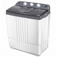 Costway - Portable Mini Compact Twin Tub 20 lb. Total Washing Machine Washer Spinner - Gray and W... - Angle