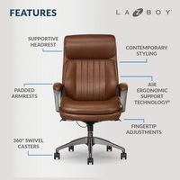 La-Z-Boy - Nova Executive Vegan Leather Office Chair with Air Lumbar Technology - Cognac - Angle