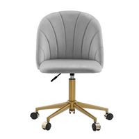 Linon Home Décor - Andrea Plush Velvet Fabric Rolling Desk Chair - Gray - Angle
