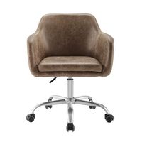 Linon Home Décor - Carvel Faux Leather Height-Adjustable Office Chair - Brown - Angle
