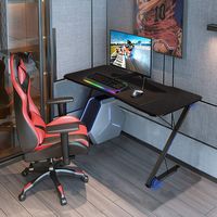 Costway - Z-Shaped Gaming Desk with LED Lights - 43.5