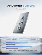 Minisforum - UM760 Slim Mini PC - AMD Ryzen 5 7640HS - 16GB RAM, 512 GB SSD Storage - Black - Angle