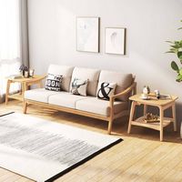 Costway 2 PCS Bamboo Sofa Side Table with Faux Rattan Storage Shelf Boho End Table - Natural - Angle