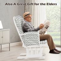 Costway - Glider and Ottoman Cushion Set Wood Nursery Rocking Chair - Light Grey - Angle