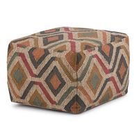 Simpli Home - Johanna Square Pouf - Kilim Patterned - Angle