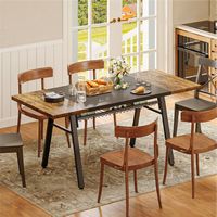 Bestier 70inch Rectangular Dining Table with Basket Storage Wooden Kitchen Table with Sturdy Meta... - Angle