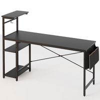 Bestier 61inch Gaming Desk Computer Desk with LED Lights Storage Shelves - Black - Angle