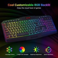REDRAGON - S101-BA-3 Wired RGB Backlit Gaming Keyboard and Mouse Pad, Gaming Headset Combo - Black - Angle