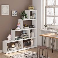 Costway - 6 Cubes Ladder Shelf Freestanding Corner Bookshelf Storage Bookcase Display Rack - White - Angle