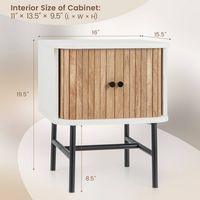Costway Sliding Door Nightstand Mid-century Modern Storage End Table with Cabinet - Distressed White - Angle