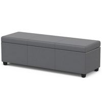 Simpli Home - Avalon Extra Large Storage Ottoman Bench - Stone Grey - Angle