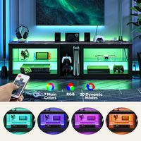 Bestier 70inch TV Console with Power Outlets and LED Gaming Entertainment Center - Black - Angle