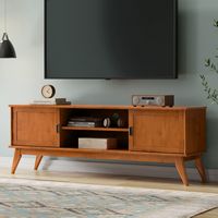 Simpli Home - Draper SOLID HARDWOOD Mid Century 72 inch TV Stand in Teak Brown For TVs up to 80 i... - Angle