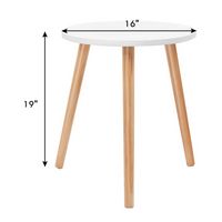 Costway Modern Round Coffee Tea Side Sofa Table Living Room Furniture Home Decor - White and Natural - Angle