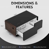 Livtab - Smart Coffee Table with Refrigeration, Freezer Drawer, Wireless Charging, Bluetooth Spea... - Angle