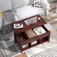 Costway Lift Top Coffee Table w/ Hidden Compartment and Storage Shelves Modern Furniture - Brown - Angle